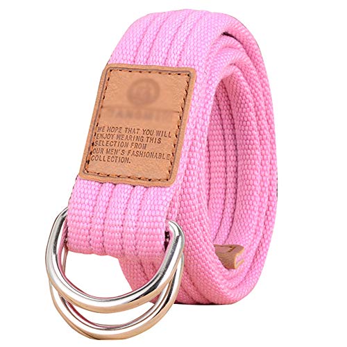 Stoffgürtel für Damen und Herren Doppel D-ringe Leinwand Canvas Schnalle Gürtel,Rosa,L*W:41.33 Zoll*1.33 Zoll Stoffgürtel für Damen und Herren Doppel D-ringe Leinwand Canvas Schnalle Gürtel,Rosa,L*W:41.33 Zoll*1.33 Zoll von HotYou