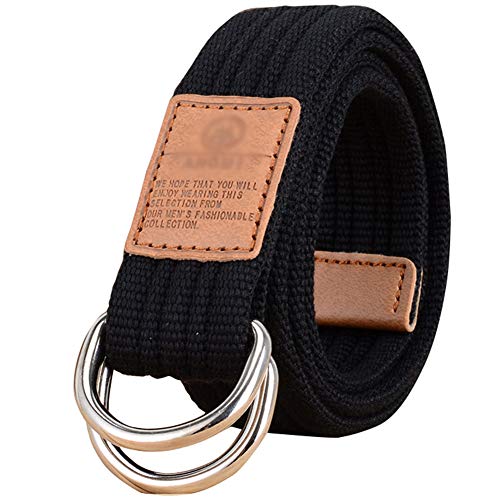 Stoffgürtel für Damen und Herren Doppel D-ringe Leinwand Canvas Schnalle Gürtel,Schwarz,L*W:41.33 Zoll*1.33 Zoll Stoffgürtel für Damen und Herren Doppel D-ringe Leinwand Canvas Schnalle Gürtel,Schwarz,L*W:41.33 Zoll*1.33 Zoll von HotYou