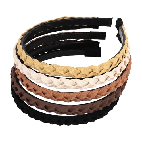 Hotalisona Geflochtene Stirnbänder für Damen, Stirnbänder für Damen, dünn, Boho-Stil, modische Stirnbänder mit Zähnen für Frauen, rutschfest, Haar-Accessoires, 5 Stück von Hotalisona