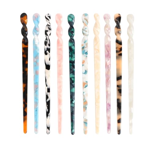 Hotalisona Haarnadeln 10 Stück Acetat Schildkröte Muschel Französische Haarnadel Chinesische Haarnadeln Essstäbchen zum Styling für Frauen Mädchen von Hotalisona