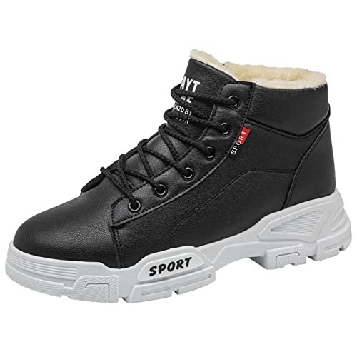 Hotberry Herren Winterschuhe Warm Halten Plus Samt Beiläufig Sportschuhe Herbst Winter Männer Outdoor Schneestiefel Baumwolle rutschfeste Freizeitschuhe Winterstiefel Schnürstiefel Weiß 41 EU von Hotberry