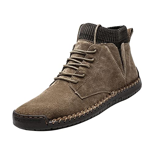 Hotberry Herren Winterschuhe Warme Kaschmir Plus Samt Winter Boots Stiefeletten rutschfest Herren Knöchel Stiefel Winterstiefel Verschleißfeste High-Top Lederschuhe Britische Freizeitschuhe von Hotberry