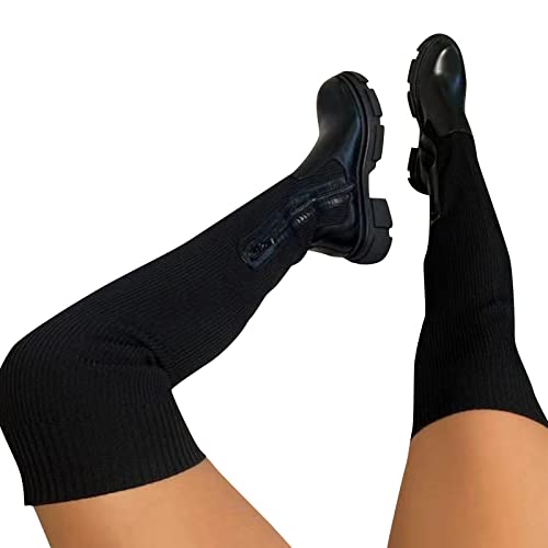 Hotberry Damen Kniehohe Stiefel - Schwarz, Größe 38 EU, Warm, Wasserdicht, Overknee, Blockabsatz, Reißverschluss, Einfarbig, Winter, Outdoor, Schnee Hotberry Damen Kniehohe Stiefel - Schwarz, Größe 38 EU, Warm, Wasserdicht, Overknee, Blockabsatz, Reißverschluss, Einfarbig, Winter, Outdoor, Schnee von Hotberry