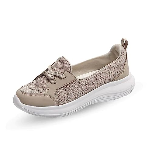Hotcham Damen Outdoor Flache Schuhe Fitnessschuhe Atmungsaktive Slipper Laufschuhe Loafers Segelschuhe Stilvolle Leichtigkeit und unvergleichlicher Komfort Geschenke Walkingschuhe,Kahki,EU42 von Hotcham