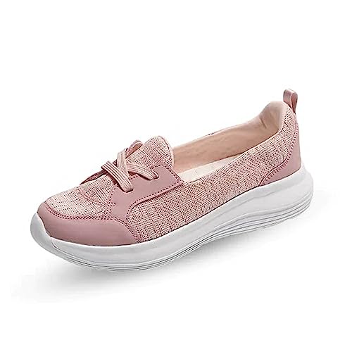 Hotcham Damen Outdoor Flache Schuhe Fitnessschuhe Atmungsaktive Slipper Laufschuhe Loafers Segelschuhe Stilvolle Leichtigkeit und unvergleichlicher Komfort Geschenke Walkingschuhe,Rosa,EU38 von Hotcham