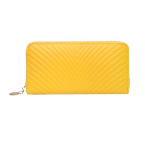 HotcoS Business-Geldbörsen, Damen-Geldklammern aus echtem Leder, Kartenetuis, Geldbörsen, Handtaschen, Abendtaschen, Geld-Organizer (Color : Yellow) von HotcoS