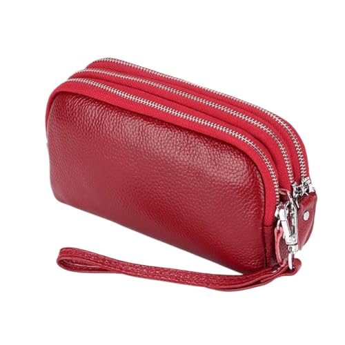 HotcoS Business-Geldbörsen for Damen, Geldklammern, Geldbörsen, Kartenetuis aus echtem Leder, Handtaschen mit Geldorganisatoren (Color : Red) von HotcoS