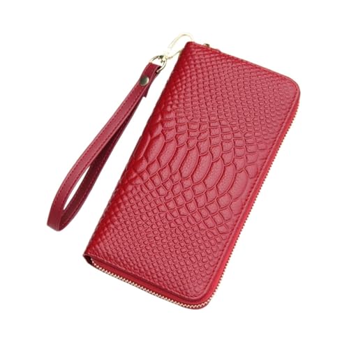 HotcoS Business-Handtaschen, Geldbörsen, Abendtaschen, Damen-Geldscheinklammern, Geldbörsen, Geld-Organizer, Kartenetuis aus echtem Leder (Color : Red) von HotcoS