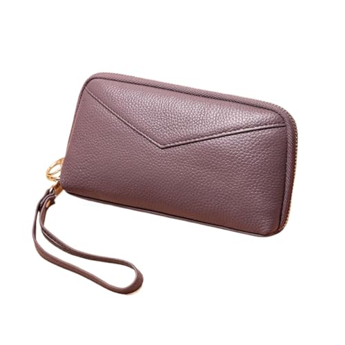 HotcoS Damen-Geldbörsen, Kartenetuis, Geldklammern, Echtleder-Geldbörsen, Geld-Organizer-Taschen, Handtaschen 7,7 Zoll (Color : Purple) von HotcoS