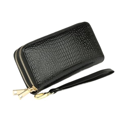 HotcoS Damen-Geldbörsen, Kartenetuis, Geldscheinklammern, Lederbrieftaschen, Handtaschen, Geldorganisatoren 7,7 Zoll (Color : Black) von HotcoS