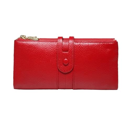 HotcoS Damen-Geldbörsen aus Rindsleder, Handtaschen, Abendtaschen, Geldscheinklammern aus Leder, Münzbörsen, Kartenetuis (Color : Red) von HotcoS