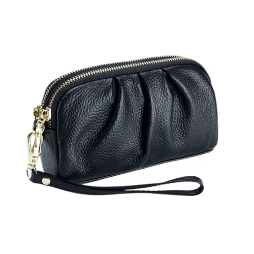 HotcoS Geldbörsen for Damen, Kartenetuis, Geldklammern, Handtaschen, Geldbörsen aus echtem Leder (Color : Black) von HotcoS