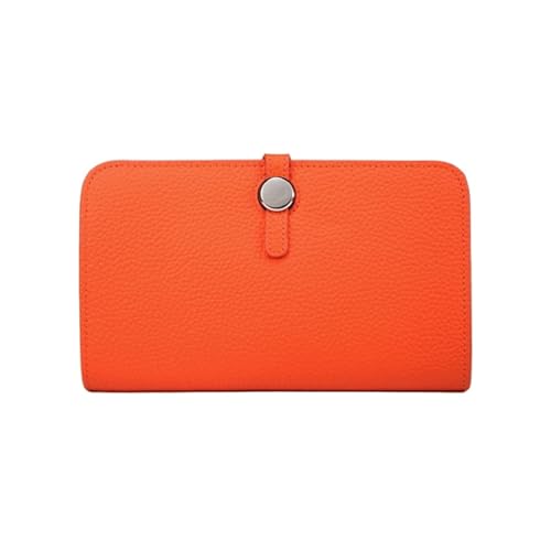 HotcoS Handtaschen, Abendtaschen, Damen-Business-Geldbörsen, Geldscheinklammern, Geldbörsen, Geld-Organizer, Kartenetuis aus echtem Leder, Blocking-Geldbörse (Color : Orange) von HotcoS