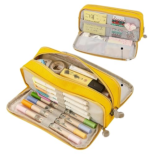 HotcoS federmäppchen Pencil Case Boy Girl Bleistift Koffer Storage Kids Pen Bag Große Große Schülern Der Schreibwarenbox Schülern-gelb von HotcoS