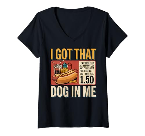 Damen I Got That Dog In Me Lustiger Hotdog Retro Vintage T-Shirt mit V-Ausschnitt Damen I Got That Dog In Me Lustiger Hotdog Retro Vintage T-Shirt mit V-Ausschnitt von Hotdog Funny Fast Food Love Hotdog Sandwich Combo