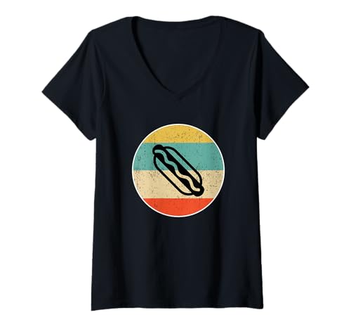 Damen Hotdog Retro T-Shirt mit V-Ausschnitt Damen Hotdog Retro T-Shirt mit V-Ausschnitt von Hotdog T-Shirts for Men & Women