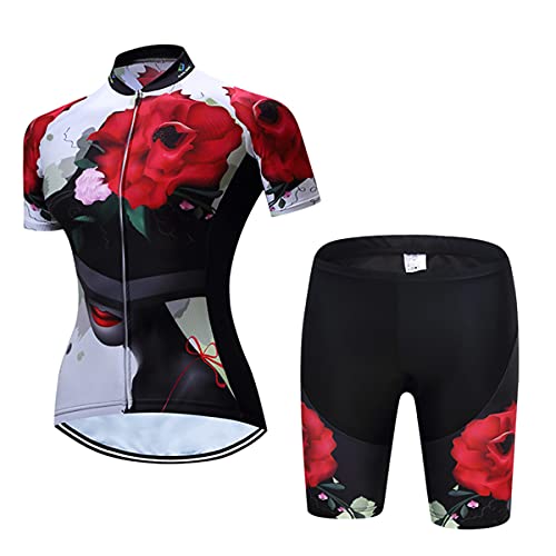 Radtrikot-Set für Damen, Trägerhose, Anzüge für Sommer, Rennrad, Cc6305, L von Hotlion