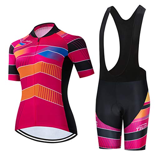 Damen Radtrikot Set Trägerhose Anzüge Sommer Rennrad Kleidung, Cc6509-2a, Large von Hotlion