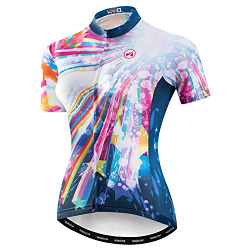 Damen Radtrikot Sommer Kurzarm Fahrrad Shirt Atmungsaktive Fahrradjacke von Hotlion