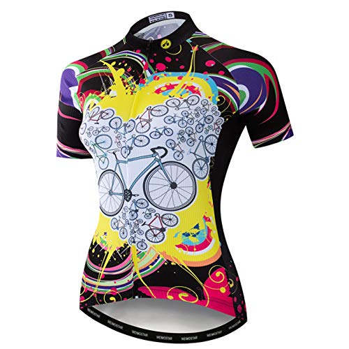 Damen Radtrikot Sommer Kurzarm Fahrrad Shirt Atmungsaktive Fahrradjacke von Hotlion