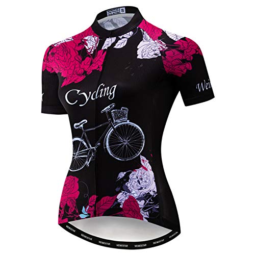 Damen Radtrikot Sommer Kurzarm Fahrrad Shirt Atmungsaktive Fahrradjacke von Hotlion