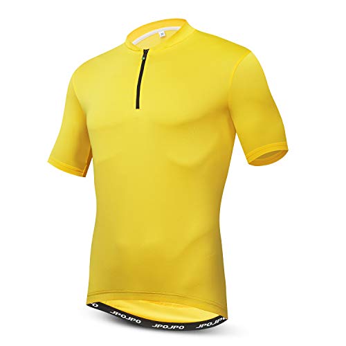 Herren Radtrikot Kurzarm Outdoor Biking Bekleidung mit 3 Gesäßtaschen, gelb, Mittel von Hotlion