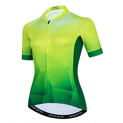 Hotlion Damen Radtrikot Kurzarm MTB Bike Shirt Full Zipper Fahrrad Jacke Tops mit Tasche Reflektierende HTS1, Ht2019, L von Hotlion