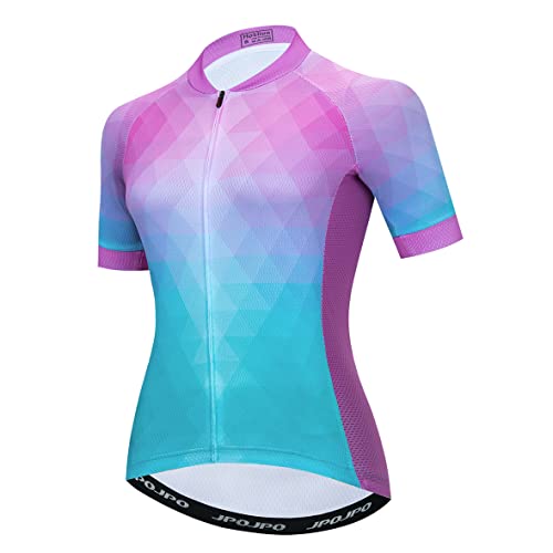 Hotlion Damen Radtrikot Kurzarm MTB Bike Shirt Full Zipper Fahrradjacke Tops mit Tasche Reflektierend HTW2, 32ht2004, X-Large von Hotlion