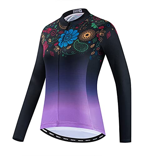 Hotlion Damen Radtrikot Langarm Fahrradjacke Herbst Fahrradbekleidung Oberteile von Hotlion