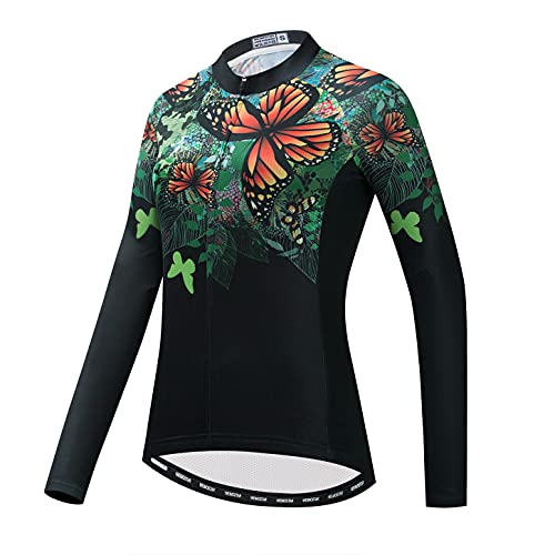 Hotlion Damen Radtrikot Langarm Fahrradjacke Herbst Fahrradbekleidung Oberteile von Hotlion