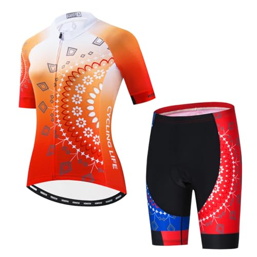 Hotlion Damen Radtrikot Set 3D Gel Gepolsterte Fahrradbekleidung Atmungsaktive Fahrradbekleidung Anzug von Hotlion