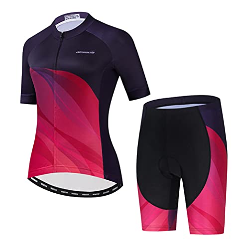 Hotlion Damen Radtrikot Set 3D Gel Gepolsterte Fahrradbekleidung Atmungsaktive Fahrradbekleidung Anzug von Hotlion