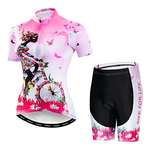 Hotlion Radtrikot Damen Set Kurzarm Fahrradbekleidung Frauen Sommer Fahrradkleidung Fahrradtrikot Rennrad Outfit CF2 von Hotlion