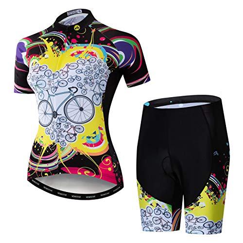 Hotlion Radtrikot Damen Set Kurzarm Fahrradbekleidung Frauen Sommer Fahrradkleidung Fahrradtrikot Rennrad Outfit CF2 von Hotlion