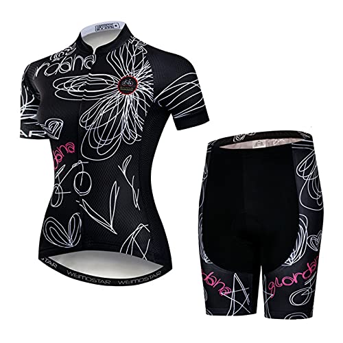 Hotlion Damen Radtrikot Sets Gel Gepolsterte Trägerhose Fahrradbekleidung Sommer Fahrradbekleidung Anzug CD152 von Hotlion