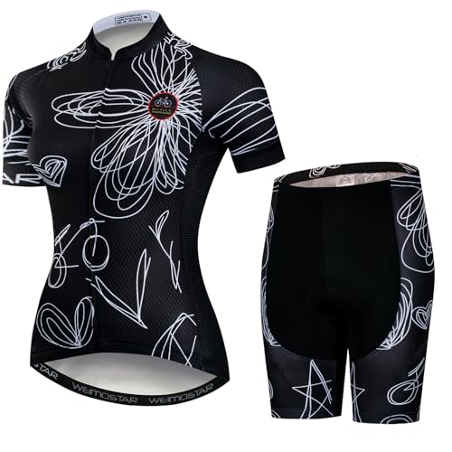 Hotlion Damen Radtrikot Sets Gel Gepolsterte Trägerhose Fahrradbekleidung Sommer Fahrradbekleidung Anzug CD152 von Hotlion