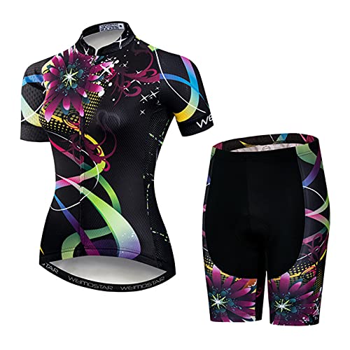 Hotlion Damen Radtrikot Sets Gel Gepolsterte Trägerhose Fahrradbekleidung Sommer Fahrradbekleidung Anzug CD158 von Hotlion