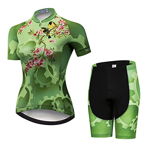 Hotlion Damen Radtrikot Sets Gel Gepolsterte Trägerhose Fahrradbekleidung Sommer Fahrradbekleidung Anzug CD213 von Hotlion