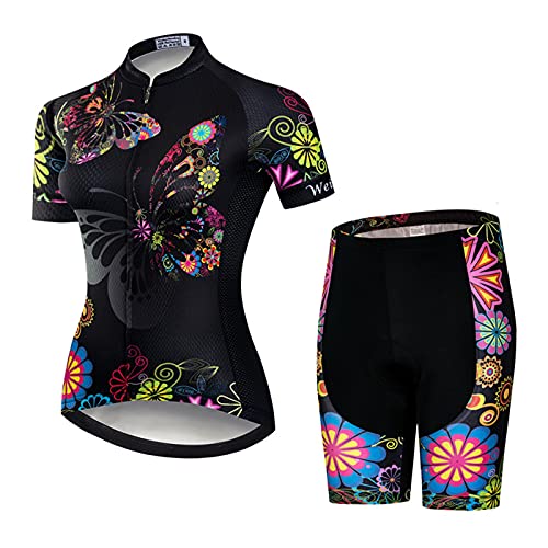 Hotlion Damen Radtrikot Sets Gel Gepolsterte Trägerhose Fahrradbekleidung Sommer Fahrradbekleidung Anzug CD263 von Hotlion