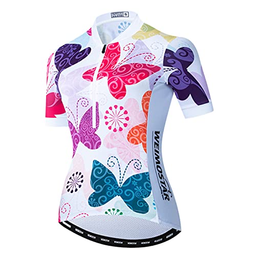Hotlion Damen Radtrikot Sommer Bike Shirts Pro Fahrradbekleidung Damen Halber Reißverschluss von Hotlion