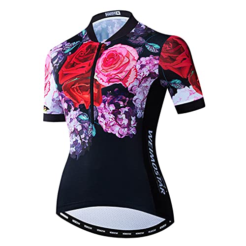 Hotlion Damen Radtrikot Sommer Bike Shirts Pro Fahrradbekleidung Damen Halber Reißverschluss von Hotlion