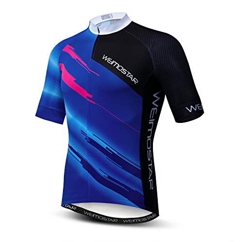 Hotlion Fahrradtrikot Herren, Herren Rennrad Shirt Tops – bequem, super atmungsaktiv und schnell trocknend, reflektierender Reißverschluss, 3 Taschen, Cd6112, L von Hotlion