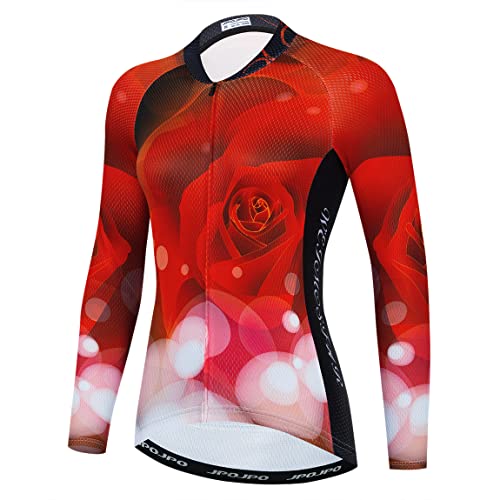 Hotlion Fahrradtrikot Langarm Damen Team Bike Shirts Herbst Fahrradbekleidung Tops CU1, Cu0001, Large von Hotlion