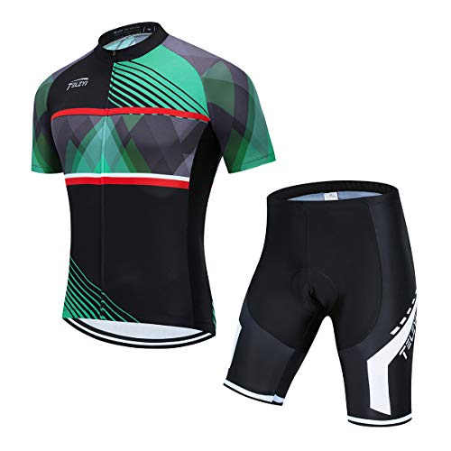 Hotlion Herren Fahrradshirt Radtrikot Sets Kurzarm Feuchtigkeitstransport Atmungsaktiv Schnell Trocknen, Cc6472, Mittel von Hotlion