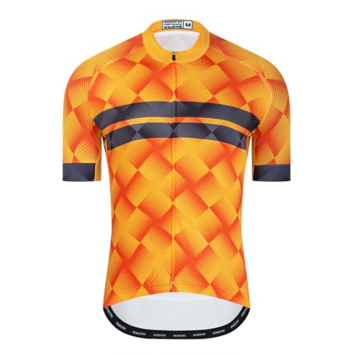 Hotlion Herren Radtrikot Kurzarm Fahrradshirt Pro Bike Bekleidung mit 3 Gesäßtaschen von Hotlion