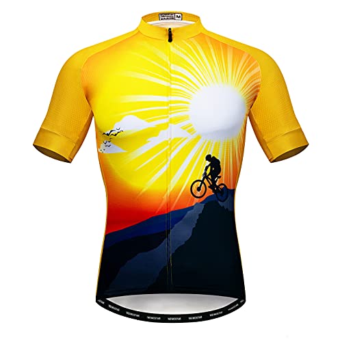 Hotlion Herren Radtrikot Kurzarm Fahrradshirt Pro Bike Bekleidung mit 3 Gesäßtaschen von Hotlion