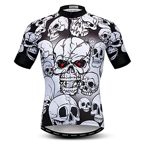 Hotlion Herren Radtrikot Kurzarm Schädel Bike Shirts Atmungsaktive Fahrrad Kleidung Tops CF01, 14cf0067, M von Hotlion