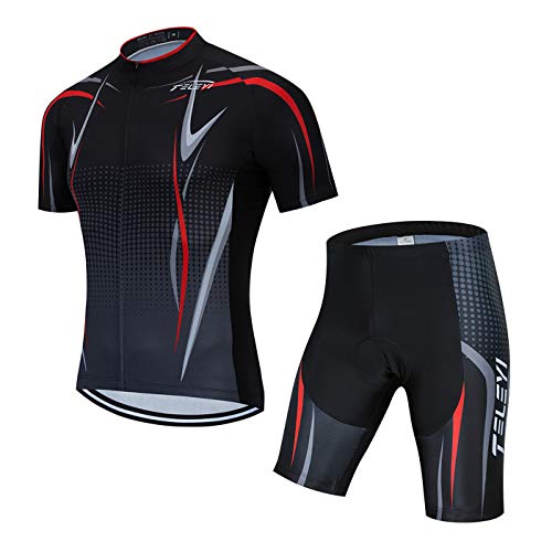 Hotlion Herren Radtrikot Sets mit 3D-Gel schwarz Trägerhose Fahrradbekleidung Anzug Kurzarm Fahrradkleidung, B3cc6482, X-Large von Hotlion
