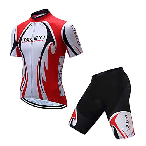 Hotlion Männer Radfahren Jersey Set Sommer Kurzarm Jersey Männliche Atmungsaktive Bike Anzüge, Cc6319-1, XL von Hotlion