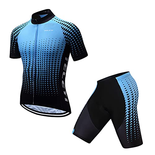 Hotlion Männer Radfahren Jersey Set Sommer Kurzarm Jersey Männliche Atmungsaktive Bike Anzüge, Cc6357-1, XL von Hotlion